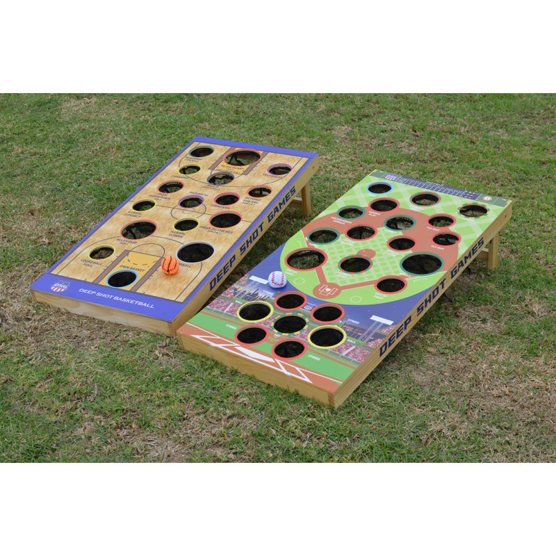 Deep Shot TwoGame Set Baseball + Basketball Bean Bag Toss Games